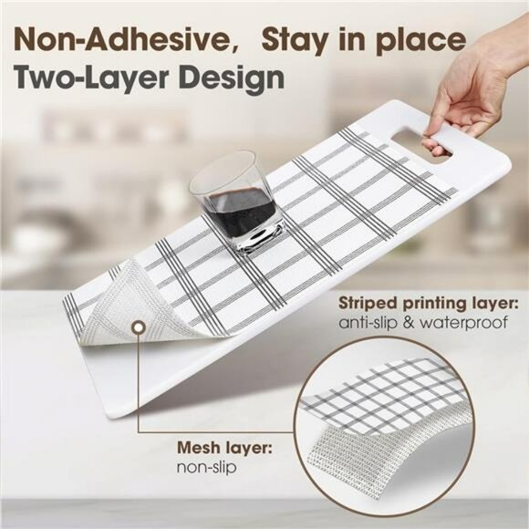 White Stripe Shelf Liner 12x10ft Non Slip Waterproof Cabinet Drawer Liner Washab - Picture 2 of 7